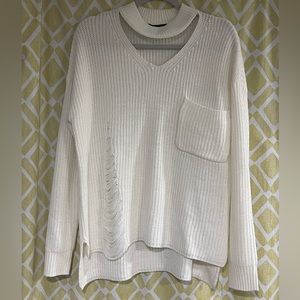 White distressed sweater